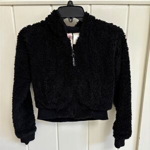 Girl Fresh Brewed Black Faux Fur Black Jacket - Girls size Large